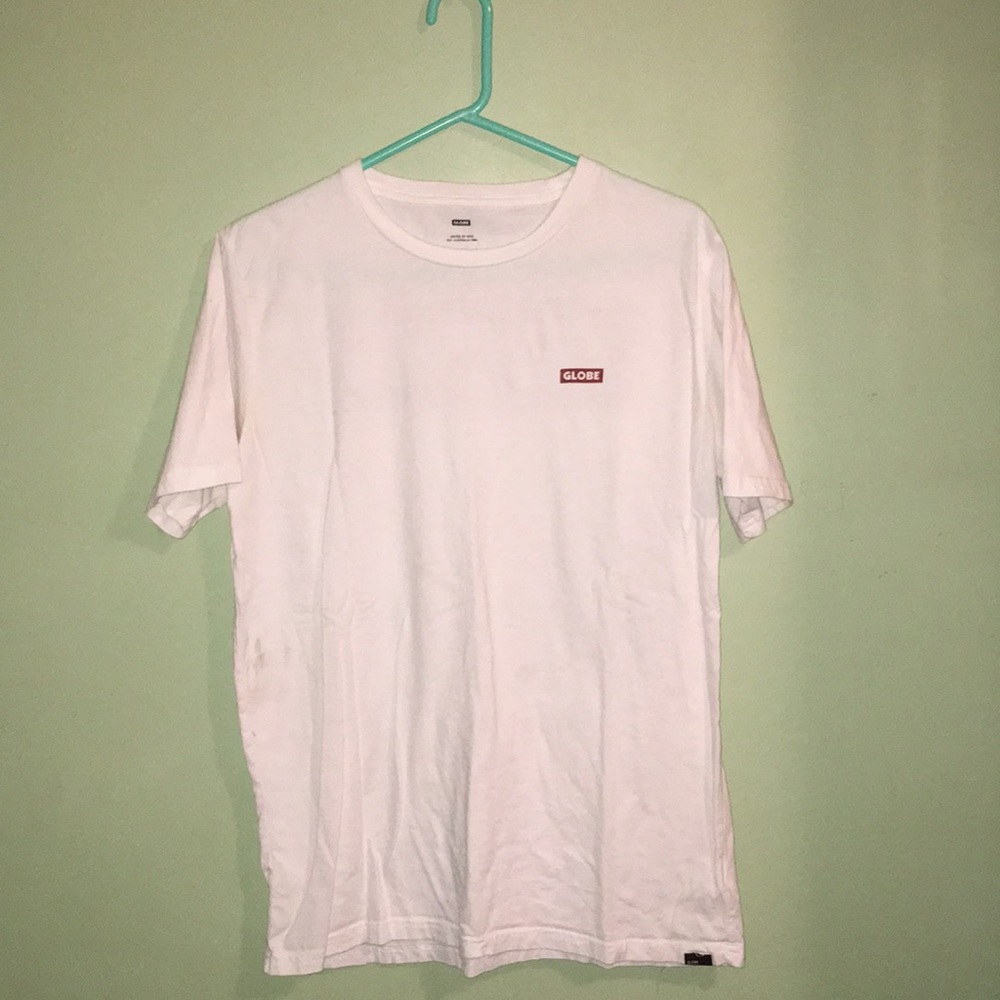 white Globe tee